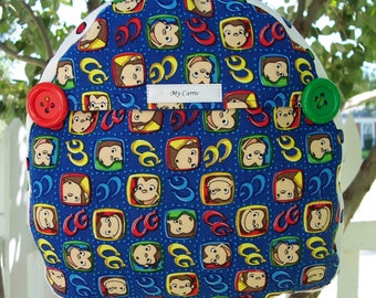 My Carrie Toddler Backpack made with Curious George Fabric