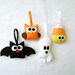 Felt Halloween Ornaments - Spooky Set - Candy Corn Bat Owl Ghost