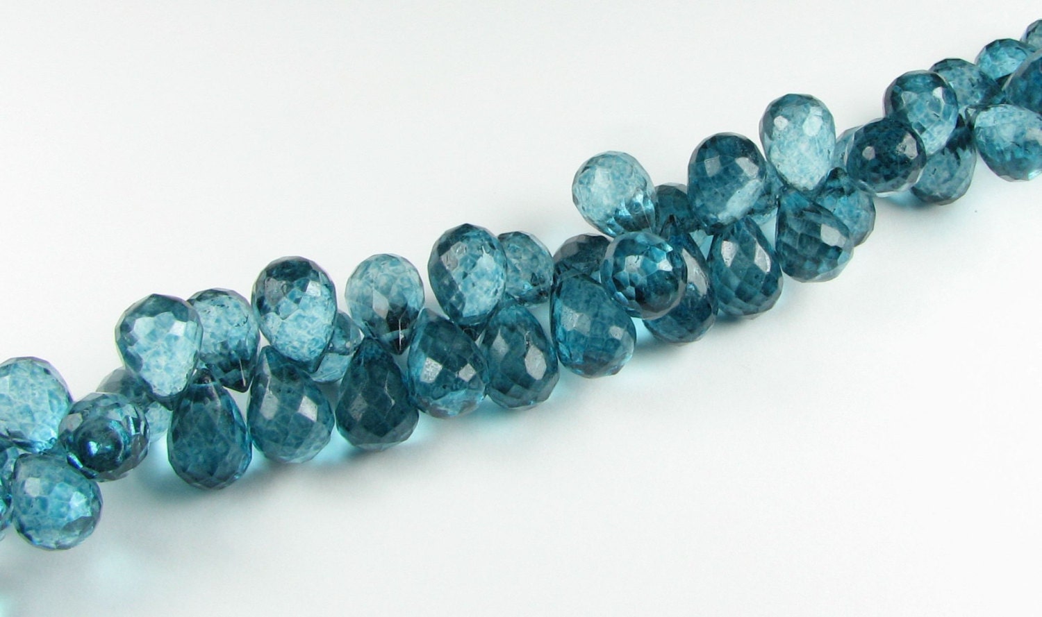 Speckled Teal London Blue Quartz Faceted Teardrop Gemstone