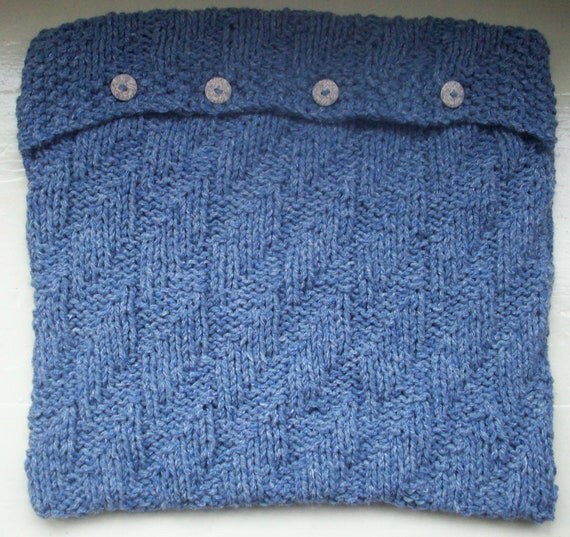 Throw pillow cushion cover hand knit chunky gray by SpinningStreak