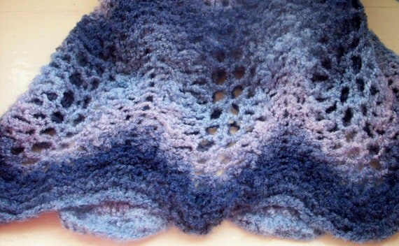 Wide wrap stole ultrasoft knit smoky blue lilac by SpinningStreak