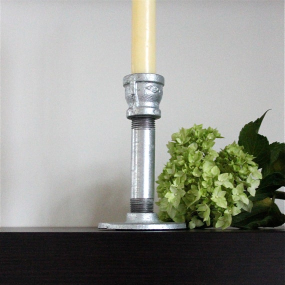 Items similar to Galvanized Pipe Industrial Candle Holder on Etsy