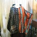 Vintage Cape ethnic ikat patch Poncho rainbow stripes M L