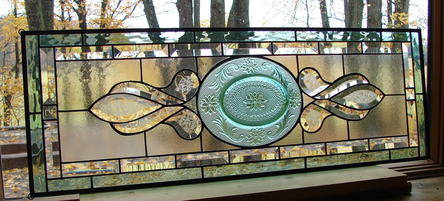 stained glass panel Beveled Sidelight by BarbarasStainedGlass