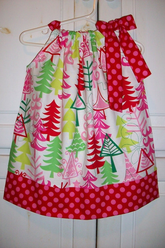 Christmas Pillowcase Dress YULE TREES by lilsweetieboutique