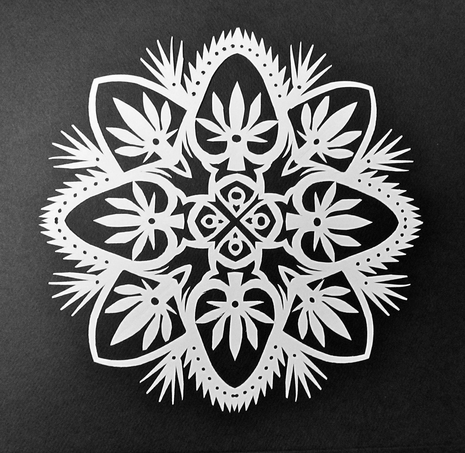 Holiday Weed Hand Cut Hanging Kirigami Mandala