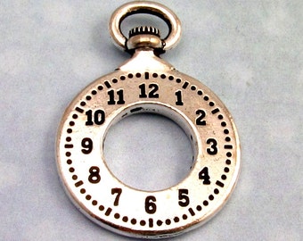 Clock Pendant, Antique Silver, TierraCast TS52