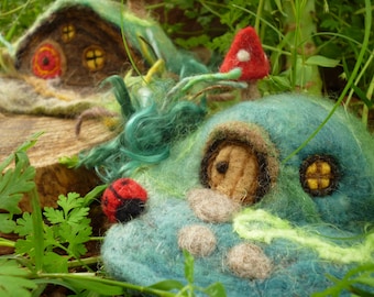 Needle Felted Gnome Home Fairy Garden Gift