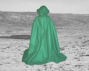 Cloak Hooded Cape Green Hooded Felt - Halloween Costume - Renaissance Medieval - Wedding