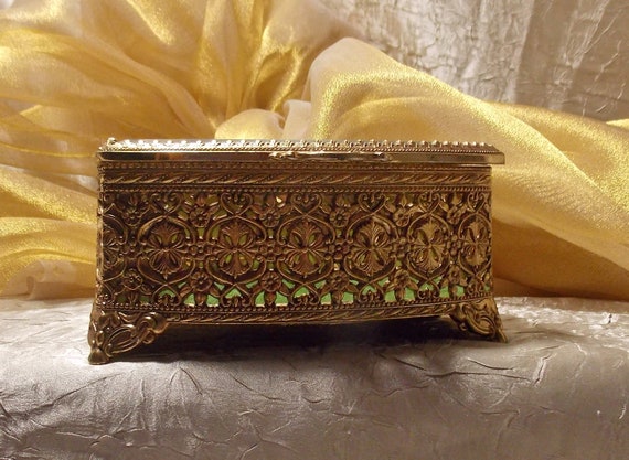 Vintage Gold Filigree Trinket Box