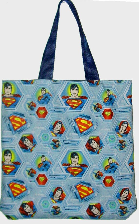 Superman 12 Child Kids preschool tote bag reversible