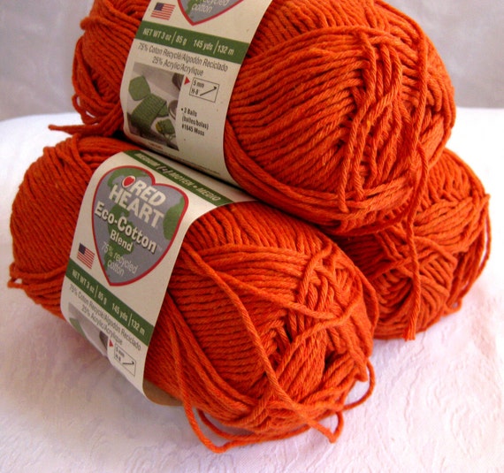 Red Heart Eco Cotton yarn tangerine orange recycled by crochetgal