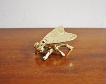 Vintage brass fly with flip up wings
