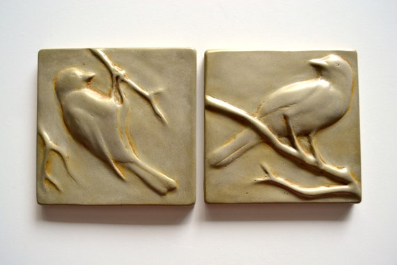 Items similar to Brass Songbird Bas Relief Art Tile Your Choice of One ...