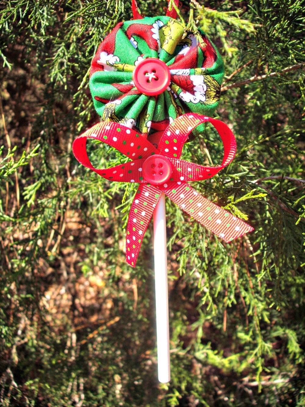 grinch fabric yoyo lollipop christmas ornaments set of 6 grinch fabric yoyo lollipop christmas ornaments set of 6