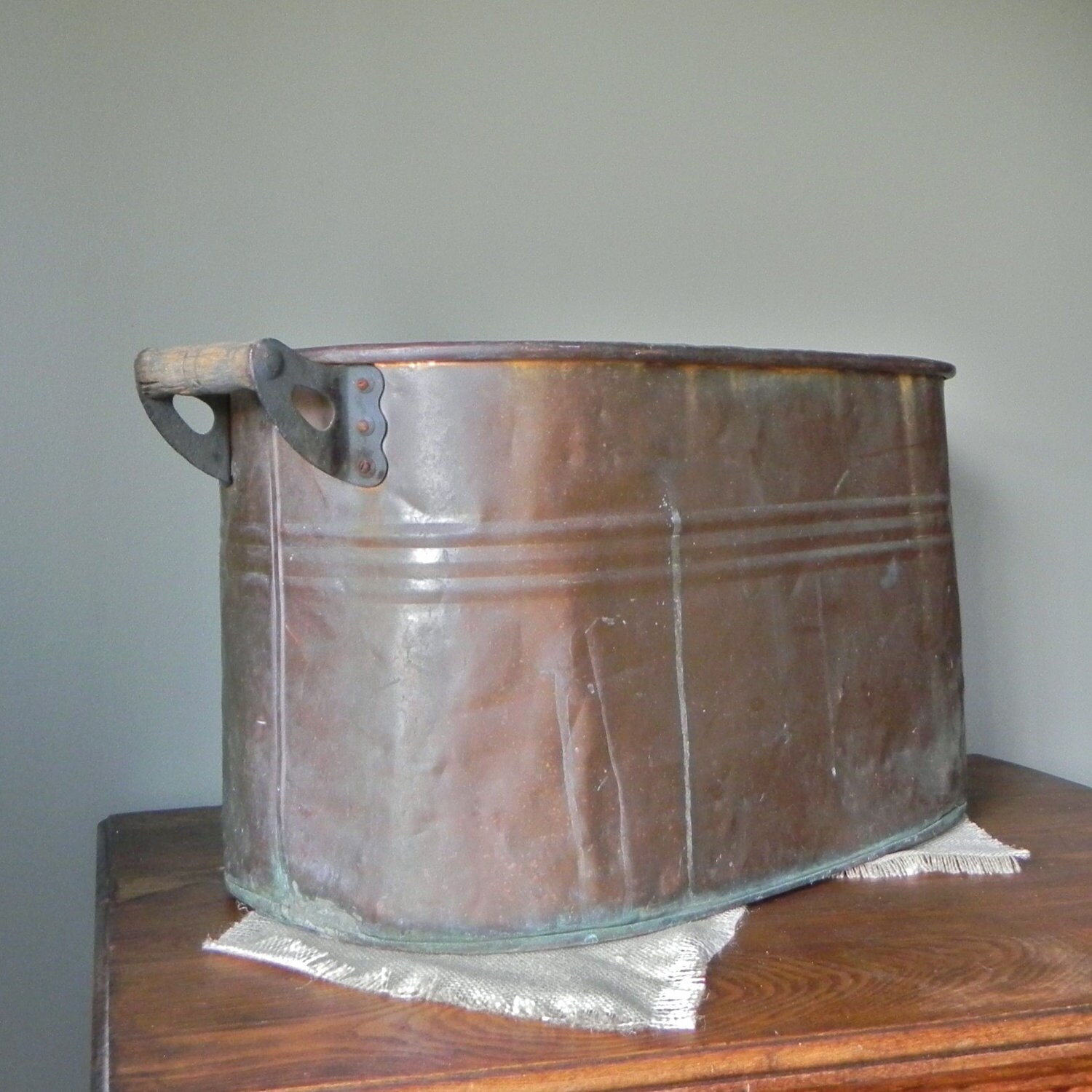 SALE Antique copper boiling pot large with great patina