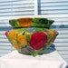 Two Piece Self Watering Ceramic African Violet Flower Pot Handpainted Face and Impressionistic Flowers