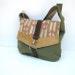 Satchel // Green Brushed Cotton - Southwest Print - Rustic Mustard Vegan Leather