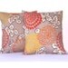 Taupe Pillow Covers Orange Gold Rust Floral Pillow Covers Indoor Outdoor 18" x 18" Decorative Accent Pillow Covers