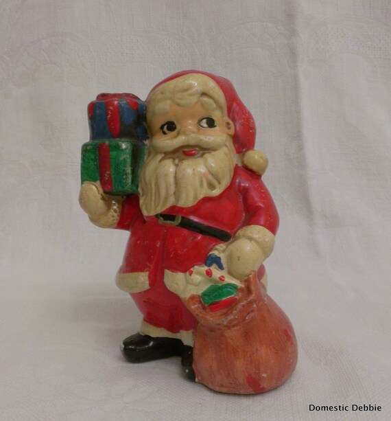 Vintage Chalkware Santa Claus Coin Bank 1950s Christmas