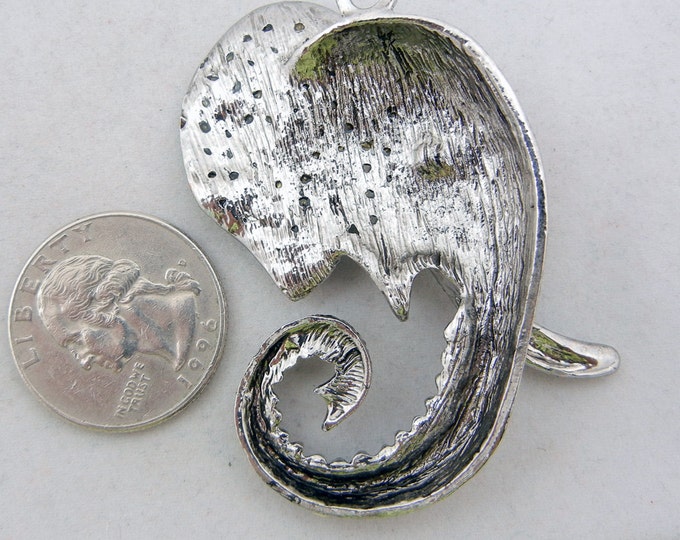 Silver-tone Rhinestone Encrusted Profile of an Elephant Pendant SALE