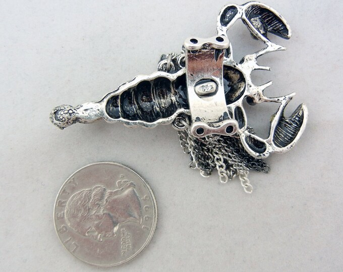 Antique Silver-tone Scorpion Slide Charm-Dimensional