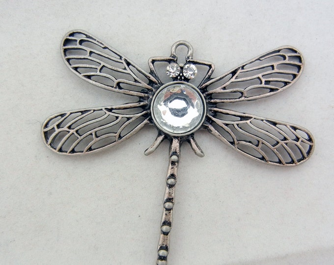 Antique Silver-tone Dragonfly Pendant