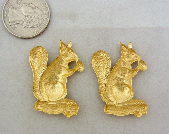 Set of 2 Brass Squirrel Stampings