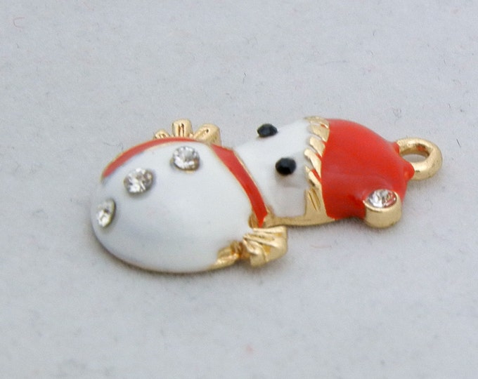 Small Gold-tone Snowman Charm Pendant Rhinestones