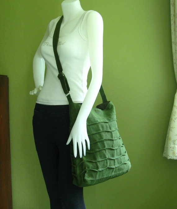 Sale Forest Green Hemp/Cotton Bag tote purse diaper bag