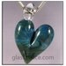 SALE - Sparkling Green and Blue Glass Heart Pendant - Boro Lampwork Necklace Focal - Hand Blown Glass Jewelry (4403)