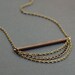 Brass Bar & Multi Chain Necklace- Oxidized Brass Tube Modern Jewelry