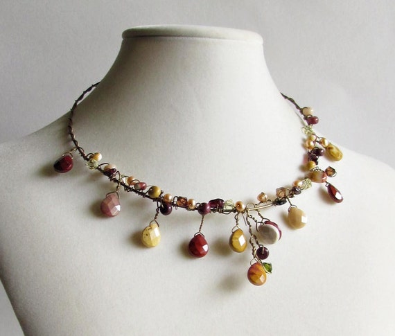 Woodland Statement Necklace Mookaite Jasper by heartsabustin