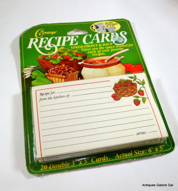 Vintage Recipe Cards Double Folded Cards 3 x 5 Basket of