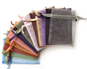 Assorted Solid Color Organza Gift Bags, Sheer Organza Bags, Drawstring Bags, Organza Bag 10 Packs, Jewelry Storage Bags, Jewelry Gift Bags