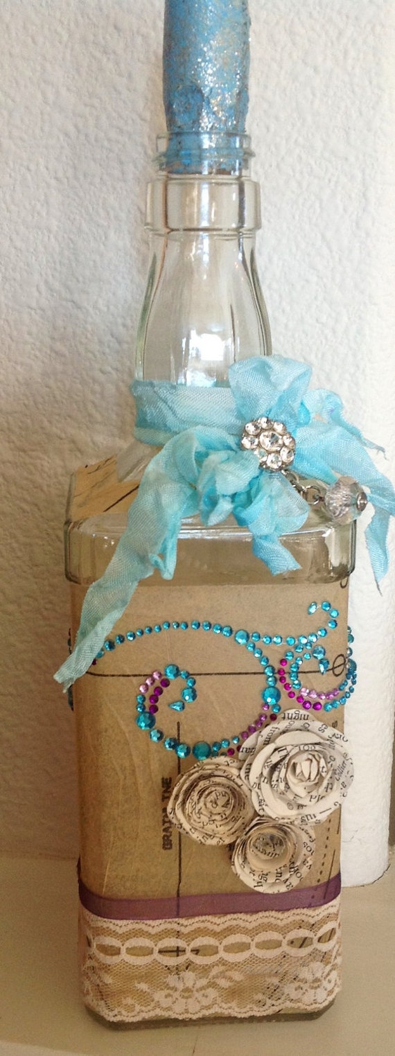 Items similar to Upcycled Shabby Chic Bottle on Etsy