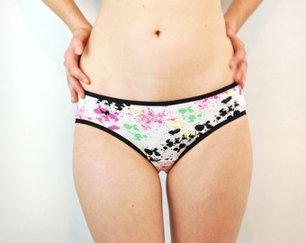 Hand painted white splatter paint panties lingerie