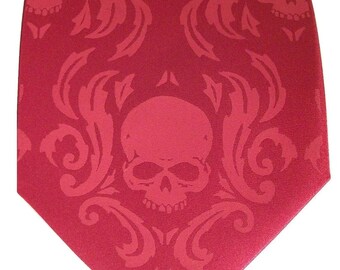 Men's Skull necktie - Skull Damask necktie by RokGear - Print to order custom colors available