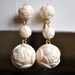 Vintage Dangly Earrings of Creamy Celluloid Roses from Germany