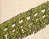Vintage Green Fringe Trim - Sewing Decor Embellishment - 1 Yard