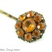 Orange Rhinestone Hair Pin, Vintage Rhinestones, Brass, Amber, Burnt Orange, Fall Wedding, OOAK, Bobby Pin