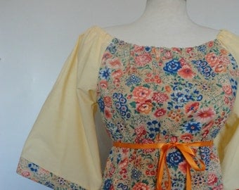 Womens Eco Fashion. Upcycled Clothing Women. Peasant Top. Recycled. Upcycled. Bright Floral Print.