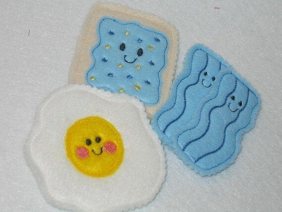 Easter Basket fun Smiley sunrise blue breakfast felt pretend food Il_570xn