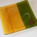 Home Decor, Fused Glass Plate, Bowl, Dish - Amber, Green with Maple Leaves and Gold