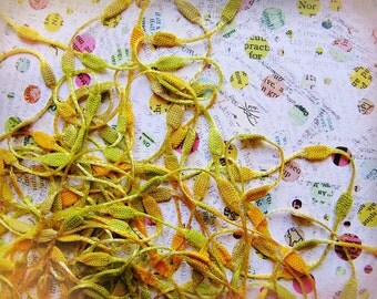 Citrine Honey Cube Garland / woven Trim - luxe party ribbon garland wedding embellishment craft decor supply - 5 yards