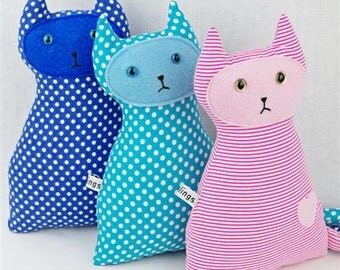 Navy Polka Dot Cat Toy, Vegan Friendly, Green Plaid, Newborn Toy