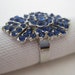 Blue Silver Ring Cocktail Rhinestone Vintage Adjustable