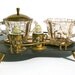 Vintage Service Tray -Mid Century Kidney Tray and Serving Set - Metallic Gold Trim Glassware - Creamer, Sugar Dish, S & P Shakers