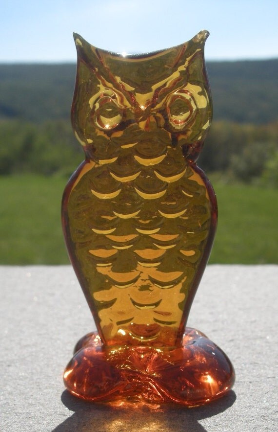 Download Vintage Amber Color Glass Owl Figurine