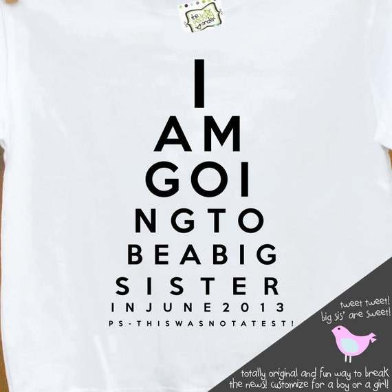 big sister shirt funny eye chart pregnancy announcement t